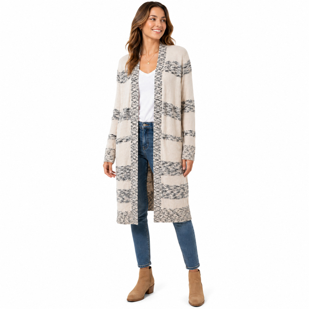 Ann Taylor Loft Cotton Blend Knee Length Longline Cardigan Open Sweater sz M